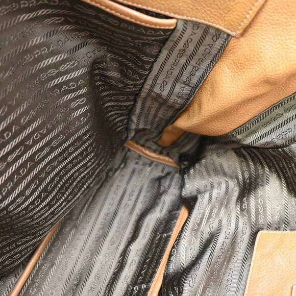PRADA Logo Side Zip Shoulder Hand Tote Bag Leather Brown GHW - Picture 11 of 14